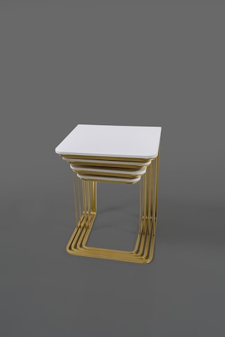 Tekerleksiz - Vegas Zigon Sehpa 4 Lü - Gold - Whıte Tekerleksiz - Vegas Zigon Sehpa 4 Lü - Gold - Whıte