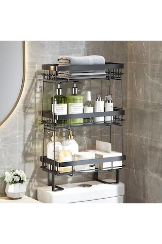 Yunboo Banyo Tuvaleti Üstü Çarpıtkasız Montajlı, Çözülebilir Tek Katlı Kağıt, Dokuma Ve Eşya Saklama Rafı Siyah Diğer