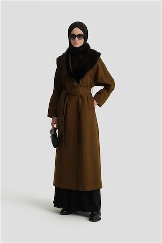 Armine Seyar Kürklü Pardesü 24k8001 Haki Haki