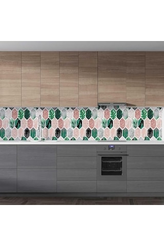 Tezgah Arası Folyo Kaplama Folyosu Altıgen Çiçek 60x200 Cm Diğer