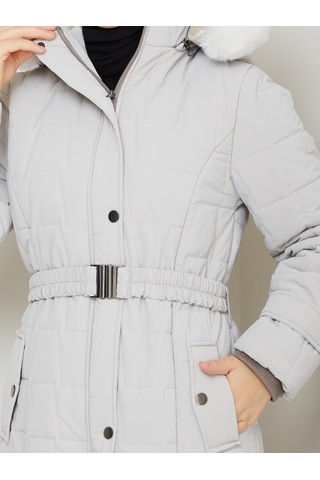 Eslemnur Nova Kumaş Şişme Mont 100cm Krem