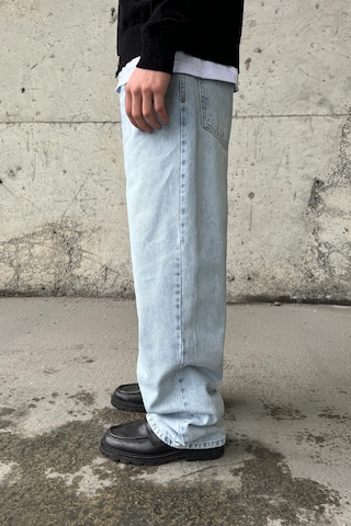 Flaw Soldurma Detaylı Baggy Jean Buz Mavi Buz Mavi