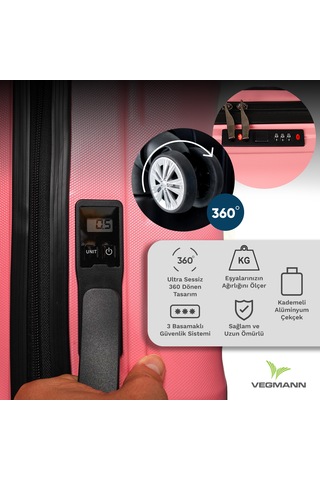 Vegmann Tartılı Scadel Pembe Orta Boy Valiz Pembe