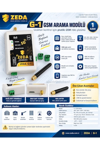 Zeda Gsm Sim Kartlı Uzaktan Kontrol Modülü Telefon İle Uzaktan Kumanda Cihazı 1no 6a Kontaklı 12v İl