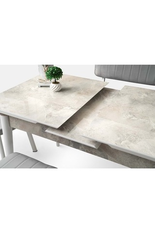 Mobilgen Rambla 120+30 Kelebek Tekno Kenar Hg Açılabilir Masa Mermer Desen