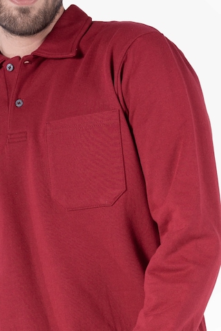 İki İplik Polo Yaka Cepli Sweatshirt Bordo