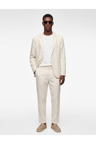 Koton Uzun Kollu Viskon Karışımlı Cepli Düğmeli Mono Yaka Slim Fit Blazer Ceket Bej 6sam50006nw Ekru