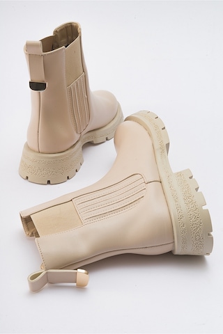 Luvishoes Denıs Bej Cilt Lastikli Kadın Chelsea Bot Bej