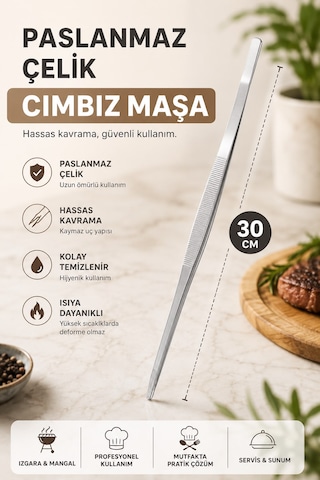 Miora Home Masterchef Pratik Cımbız Maşa Pişirme Cımbızı 30 Cm Profesyonel Şef Cımbız Maşası