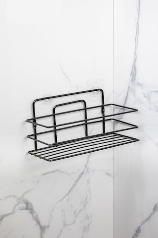 2'li Set Banyo Düzenleyici Şampuanlık 4 Organizer Raf Yapışkanlı Paslanmaz Siyah
