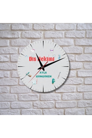 Diş Hekimine Hediye Duvar Saati Cam Duvar Saati Mm2932-16 Çok Renkli