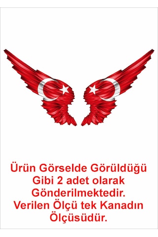 Kanatlı Türk Bayrağı - Ay Yıldız - Türk Sticker -araba - Oto - Motosiklet -karavan Sticker Etiket 00002 15x15 Cm