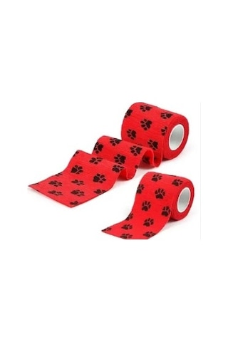 Özel Üretim Kedi Köpek Sargı Evcil Hayvan Bandajı Pati Desenli Esnek Suya Dayanıklı 7x4 Cm