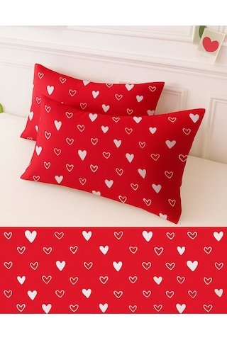 Lionas Desenli Pamuklu Kalpli Desen Yastık Kılıfı 2 Adet 50 X 70 Cm Kırmızı
