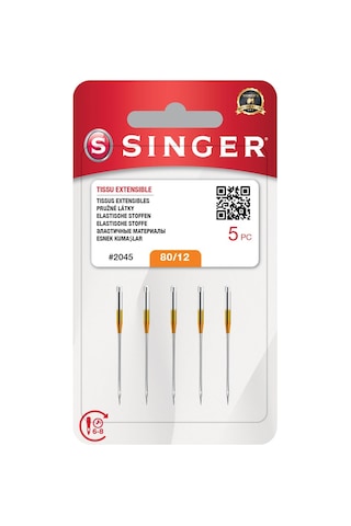 Sınger 5'li Paket Streç 2045 Dikiş Makinesi İğneleri, Boyut 80/12