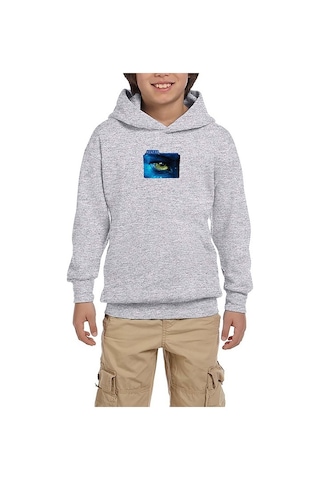 Zepplin Giyim Avatar The Way of Water Blue Line Gri Çocuk Kapşonlu Sweatshirt Gri