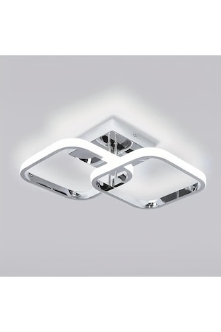 Fastbuy Y Yonca Tasarımlı Led Tavan Işığı - 3 Renkli Parlaklık Ayarı - Mutfak, Yatak Odası Ve Oturma Odası İçin Gümüş Gümüş