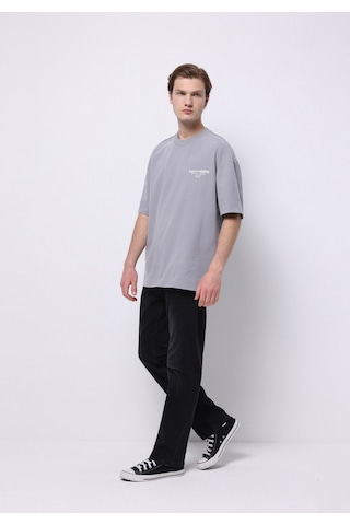 Colin's Colins Oversize Fit Yuvarlak Yaka Düz Erkek Gri Kısa Kol Tişört Cl1075385 Q1.v1 Gra Gri