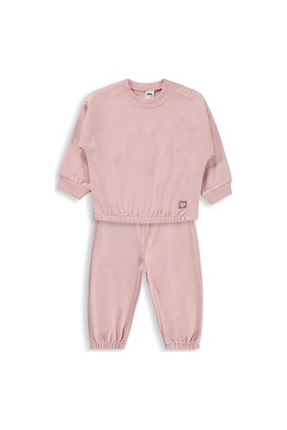 Civil Baby Kız Bebek Düz Basic Kalpli 6-18 Ay Takım - Pembe Pudra Pembesi