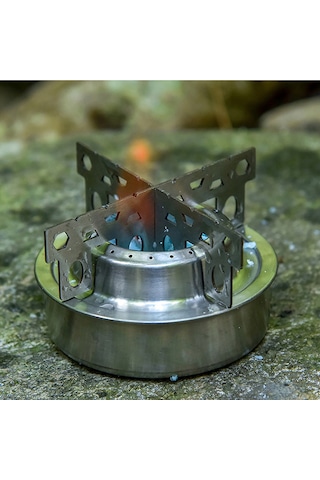 Yaozixa Lıxada Çelik Alkollü Çadır Ocası İle Çapraz Ayaklı Tutucu - Kamp, Dağcılık Ve Sirtçantılık İçin Mini Isıtıcı Seti Gümüş