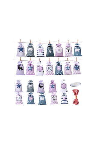 Saten Drawstring Noel Advent Takvimler Çanta - Çocuk Sarma Atıştırmalık Keseleri Çok Renkli Standart