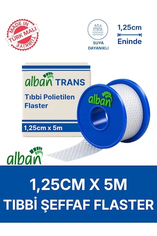 Pe 1,25cm X 5m, 10 Kutulu Set, Şeffaf Perforeli Flaster. Hipoalerjenik, Nefes Alabilen, Cilde Dost, Suya Dayanıklı
