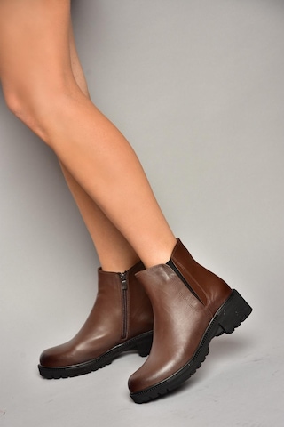 Fox Shoes J654011903 Kahverengi Hakiki Deri Kadın Bot Kahverengi