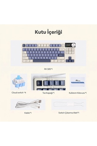Royal Kludge Rk S85 Lcd Ekranlı Kablosuz Mekanik Oyuncu Klavyesi