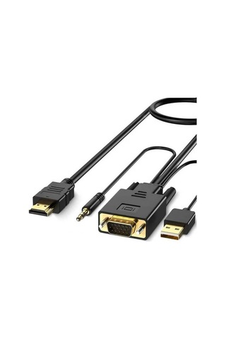 Koodmax - Vga To Hdmi Kablo Çevirici Dönüştürücü 3.5mm Ses Ve Usb Güç Destekli - 1080p - 2 Metre