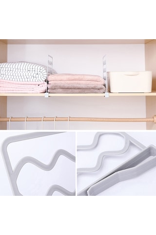 Konesam Beyaz Pprahat Kurulumlu Dolap Bölücü Raf Ayırıcısı - Çanta, Kazak, Battaniye Organize Et - 2.2cm'den İnce Raf İçin - 1 Adet Beyaz