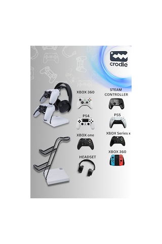 Beyaz Ahşap Ve Siyah Metal Gaming Ps4 Ps5 Xbox Joystick Kontrolle