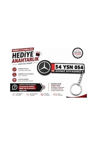 Mercedes Logolu Ve Plakalı Anahtarlık , Kişiye Özel - Hediyelik Mercedes Araç Plaka Anahtarlık - Pla