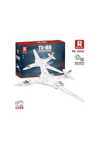 Reobrix 33036 Sovyet Tu-160 Strateji Bombardıman Jet Uçağı Yaratıcı Yapı Blok Seti Tu-160 Strategic Bomber Aircraft - 1598 Parça