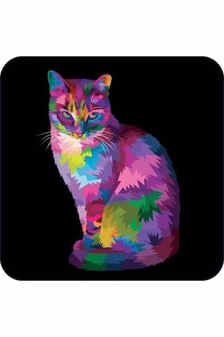 Siyah Kedi Desenli Banyo Halısı Klozet Paspas Seti Bs257n11