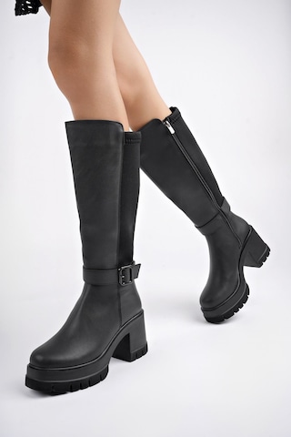 Muggo Arongo Garantili Kemer Detaylı Fermuarlı Platform Topuklu Kadın Bot 001