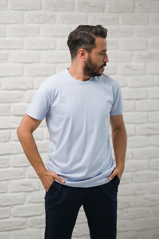 Paul Martin Slimfit Fit Bisiklet Yaka Rayon Kumaş Full Likralı T-shirt Buz Mavisi