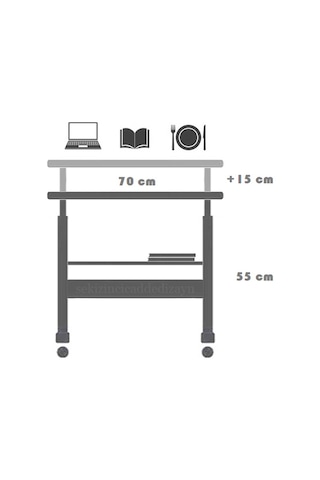 Yükseklik Ayarlı Ve Çift Raflı Laptop Sehpası Ve Çalışma Masası 2 Çam