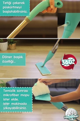 Smarter Shıny Sprey Mop+ Yedek Mop Somon
