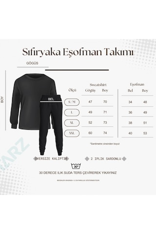Uyguntarz Unisex The Weekend Tasarım Basklı Bisiklet Yaka Sweatshirt - 2'li Eşofman Takımı Siyah