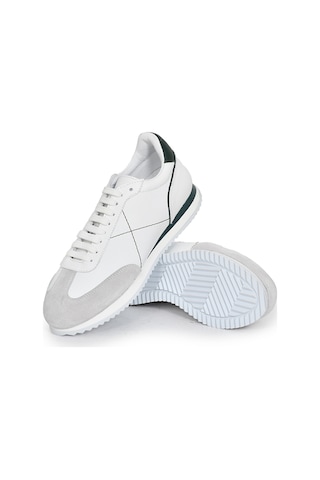 Tuna Hakiki Deri Beyaz Erkek Sneaker - Eva Taban 0804 Beyaz