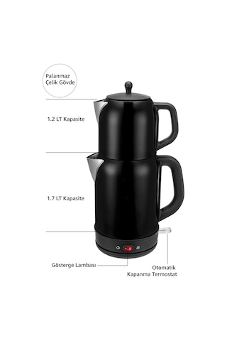 Awox Fresco 2'si 1 Arada Paslanmaz Çelik 1.7 L Çay Makinesi Su Isıtıcı