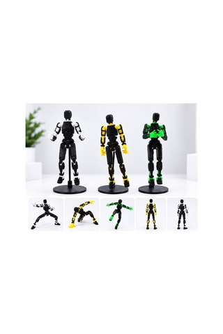 5 Li Hareketli Robot Oyuncak 13 Cm Pozlanabilir Eklemli Robot Figür Seti Stand Dahil