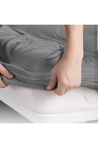 %100 Pamuk Penye Premium Lastikli Çarşaf Tek Kişilik Çift Kişilik Battal Boy Gri, 100x200 Açık Gri - Antrasit