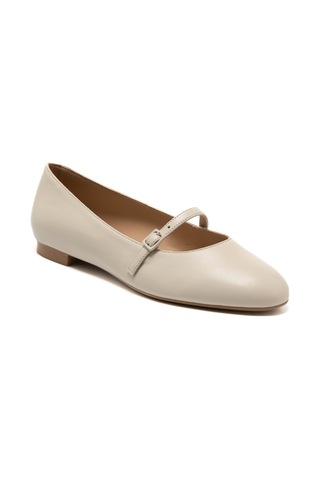 Cream Babet Kadın 70p5 Frau Leather Ballet Flats With Strap Krem