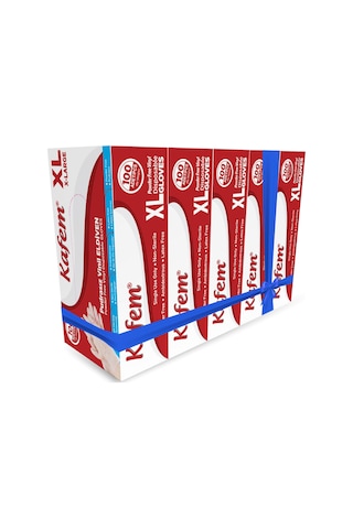 Kafem Beyaz Vinil Eldiveni Pudrasız Xl 100 Adet X 5 Paket