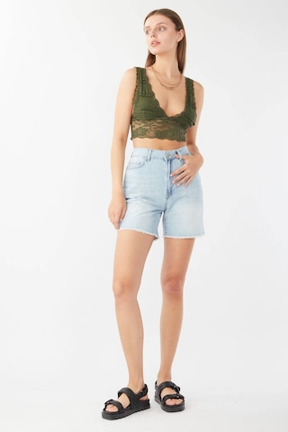 Banny Jeans Kadın Paçası Kesik Jean Şort Açık Mavi
