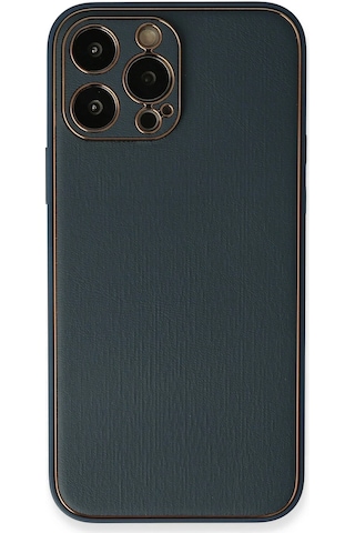 Gld-spt- Newface Apple Uyumlu iPhone 13 Pro Kılıf Coco Deri Silikon Kapak - Mavi