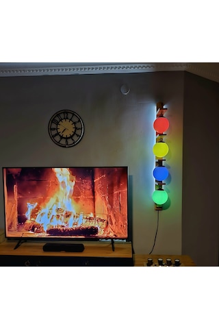 Dekoratif 4 Lü Duvar Yan Ledli Aplik 4 Renkli Aydınlatma