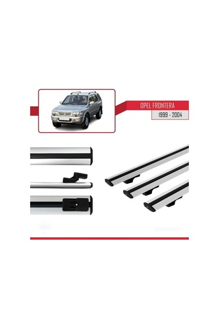 Opel Frontera 1999-2004 Arası İle Uyumlu Basic Model Ara Atkı Tavan Barı Gri 3 Adet