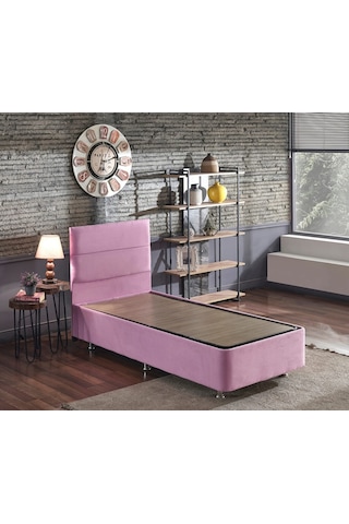 Nironyatak Pinky Baza Ve Başlık - 90X190 Cm Tek Kişilik Sandıklı Pembe Kumaş